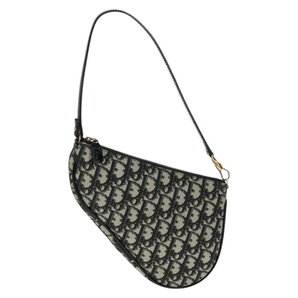 Christian Dior Trotter Canvas Saddle Accessory Pouch PVC Black Auth am10720SV