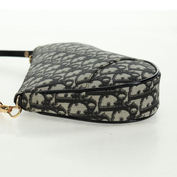 Christian Dior Trotter Canvas Saddle Accessory Pouch PVC Black Auth am10720SV