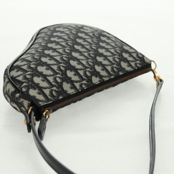 Christian Dior Trotter Canvas Saddle Accessory Pouch PVC Black Auth am10720SV