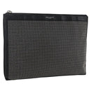 SAINT LAURENT Studs Clutch Bag Leather Black Silver Auth am10722-1