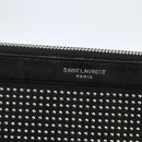 SAINT LAURENT Studs Clutch Bag Leather Black Silver Auth am10722-17