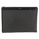 SAINT LAURENT Studs Clutch Bag Leather Black Silver Auth am10722-13