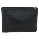 SAINT LAURENT Studs Clutch Bag Leather Black Silver Auth am10722-2