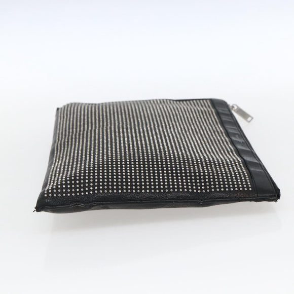 SAINT LAURENT Studs Clutch Bag Leather Black Silver Auth am10722