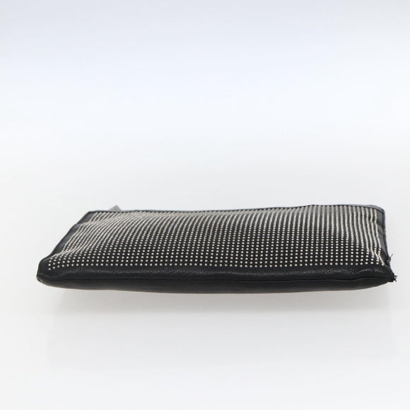 SAINT LAURENT Studs Clutch Bag Leather Black Silver Auth am10722