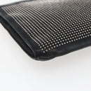 SAINT LAURENT Studs Clutch Bag Leather Black Silver Auth am10722-14