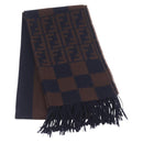 FENDI Zucca Scarf Wool Navy Brown Auth am10726V-1