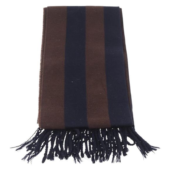 FENDI Zucca Scarf Wool Navy Brown Auth am10726V