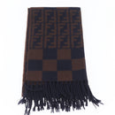 FENDI Zucca Scarf Wool Navy Brown Auth am10726V-4