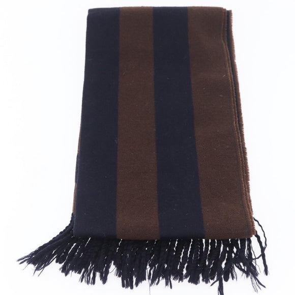 FENDI Zucca Scarf Wool Navy Brown Auth am10726V