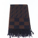 FENDI Zucca Scarf Wool Navy Brown Auth am10726V-8