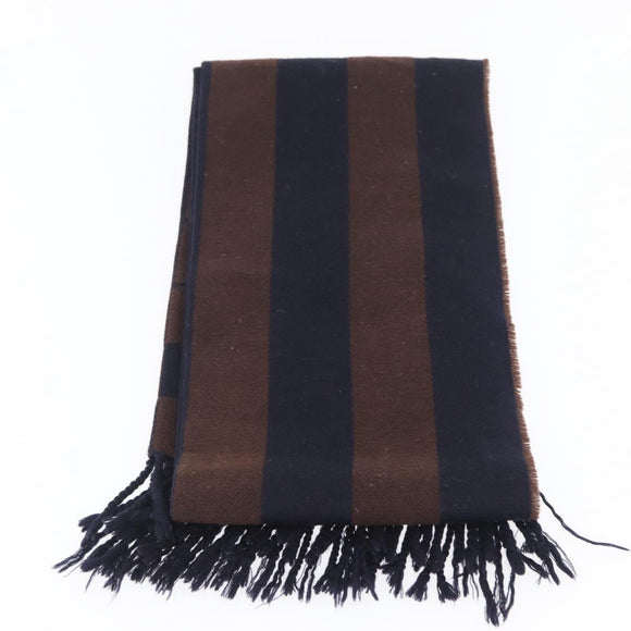 FENDI Zucca Scarf Wool Navy Brown Auth am10726V
