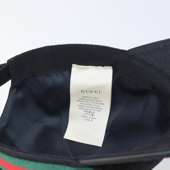 GUCCI GG Canvas Web Sherry Line Cap L Black Red Green 200035 Auth am10728V