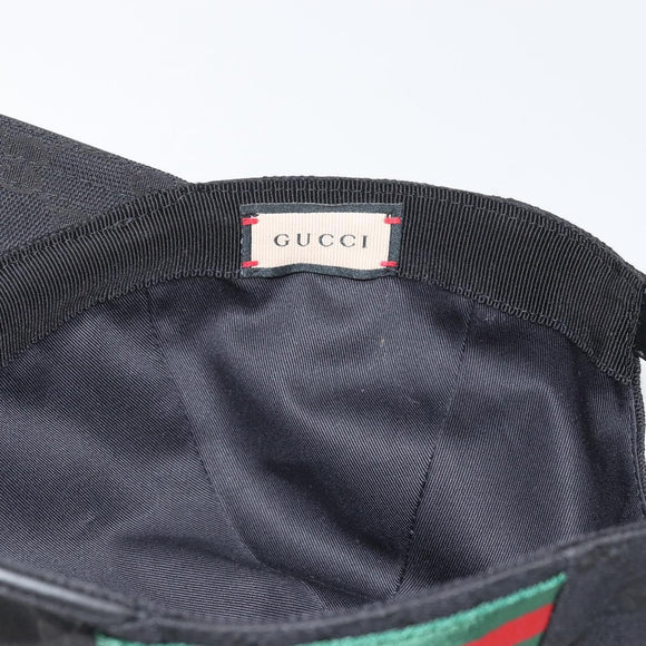 GUCCI GG Canvas Web Sherry Line Cap L Black Red Green 200035 Auth am10728V