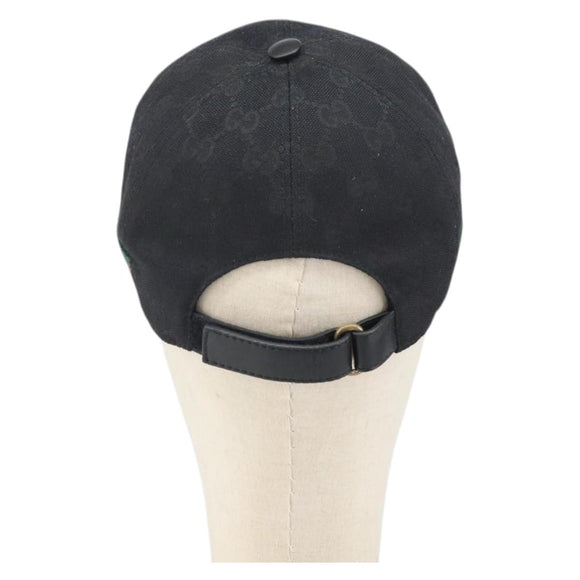 GUCCI GG Canvas Web Sherry Line Cap L Black Red Green 200035 Auth am10728V