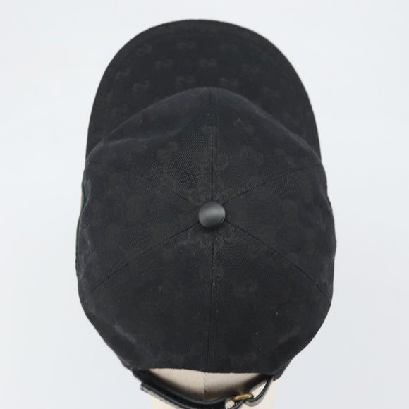 GUCCI GG Canvas Web Sherry Line Cap L Black Red Green 200035 Auth am10728V