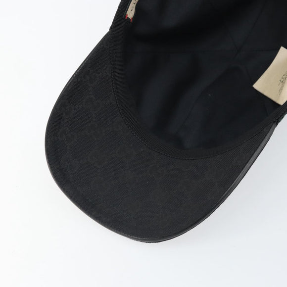 GUCCI GG Canvas Web Sherry Line Cap L Black Red Green 200035 Auth am10728V