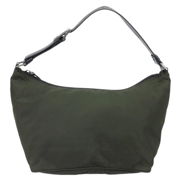 PRADA Shoulder Bag Nylon Khaki Silver Auth am10730