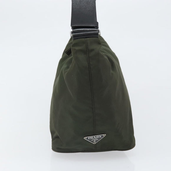 PRADA Shoulder Bag Nylon Khaki Silver Auth am10730
