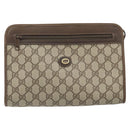 GUCCI GG Supreme Clutch Bag PVC Beige Gold 97 01 037 Auth am10731-13