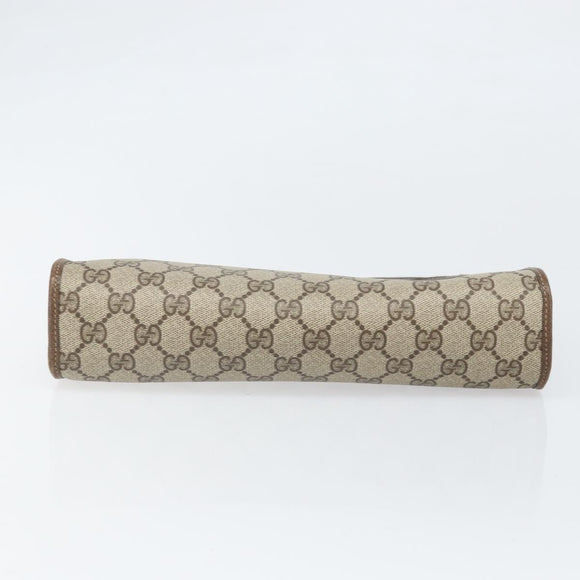 GUCCI GG Supreme Clutch Bag PVC Beige Gold 97 01 037 Auth am10731