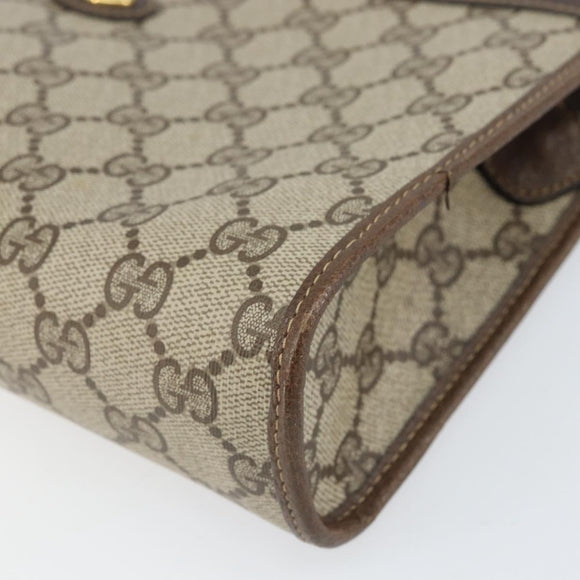 GUCCI GG Supreme Clutch Bag PVC Beige Gold 97 01 037 Auth am10731