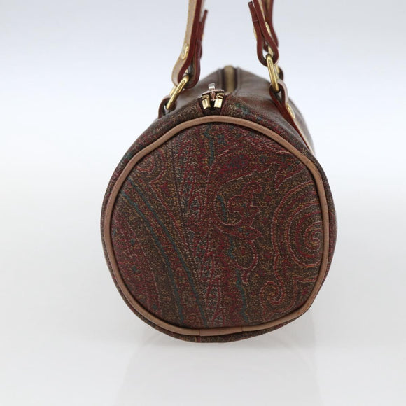 ETRO Paisley Hand Bag PVC Bordeaux Gold Auth am10734