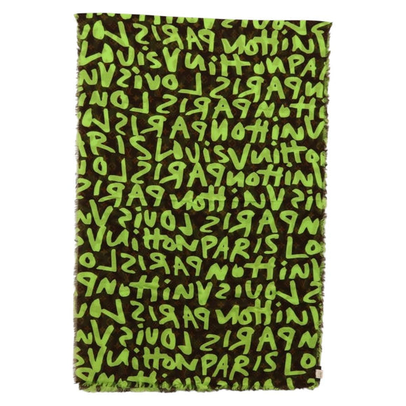 LOUIS VUITTON Monogram Graffiti Scarf Green LV Auth am10736SV
