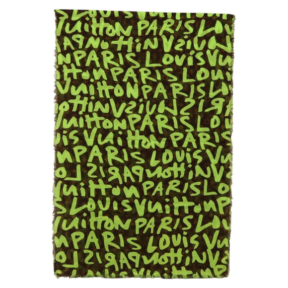 LOUIS VUITTON Monogram Graffiti Scarf Green LV Auth am10736SV