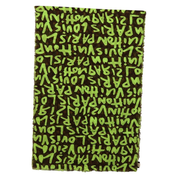 LOUIS VUITTON Monogram Graffiti Scarf Green LV Auth am10736SV