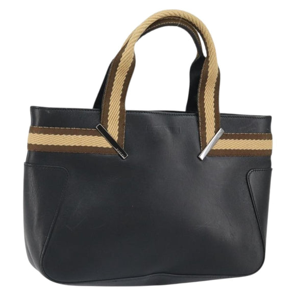 GUCCI Sherry Hand Bag Leather outlet Black Silver 000 0860 Auth am10737