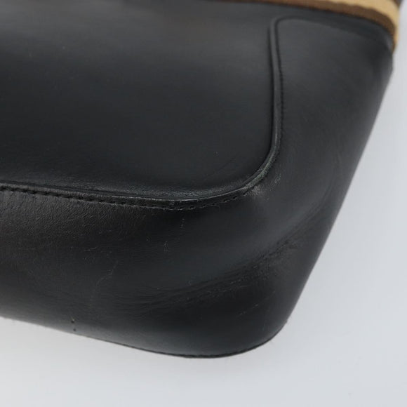 GUCCI Sherry Hand Bag Leather outlet Black Silver 000 0860 Auth am10737