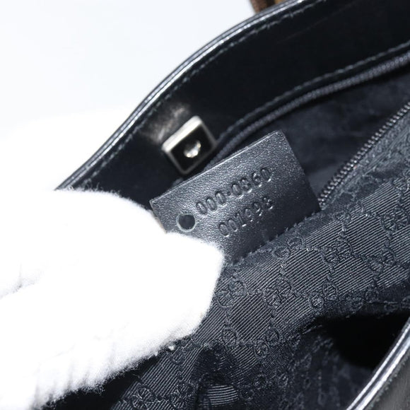 GUCCI Sherry Hand Bag Leather outlet Black Silver 000 0860 Auth am10737