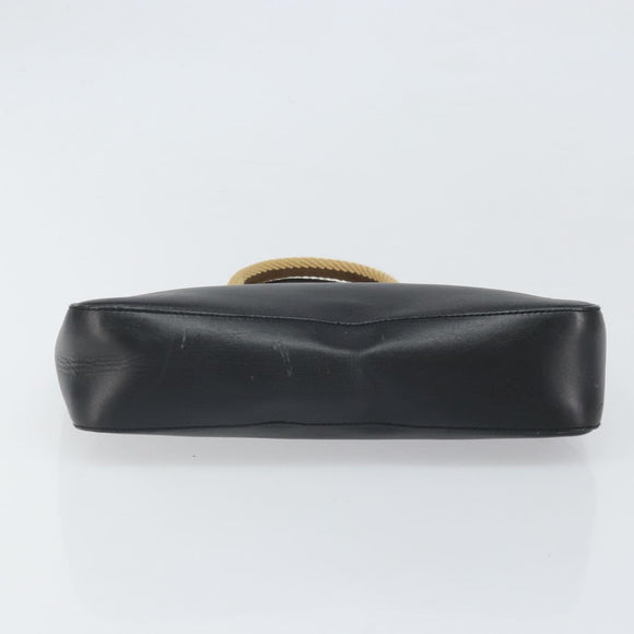 GUCCI Sherry Hand Bag Leather outlet Black Silver 000 0860 Auth am10737