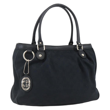 GUCCI GG Canvas Guccissima Tote Bag Leather Black Gold 296835 Auth am10740AV