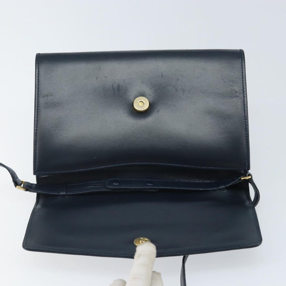 GUCCI Shoulder Bag Leather Navy Gold 406 004 2008 Auth am10743