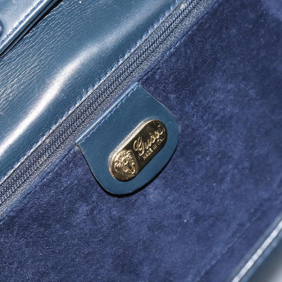 GUCCI Shoulder Bag Leather Navy Gold 406 004 2008 Auth am10743