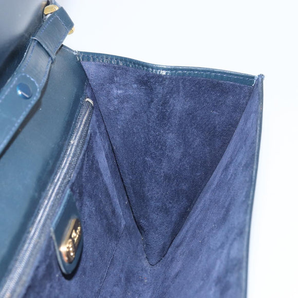 GUCCI Shoulder Bag Leather Navy Gold 406 004 2008 Auth am10743
