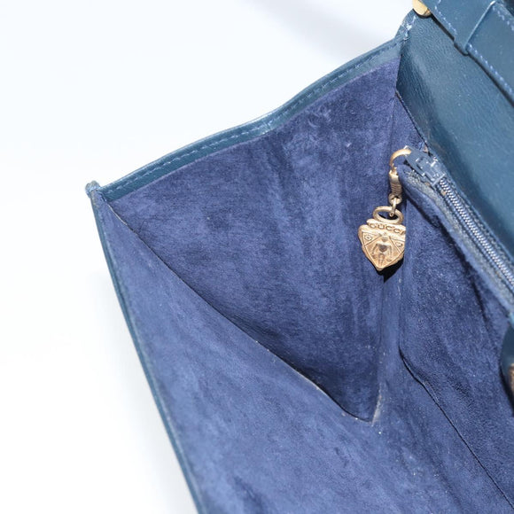 GUCCI Shoulder Bag Leather Navy Gold 406 004 2008 Auth am10743