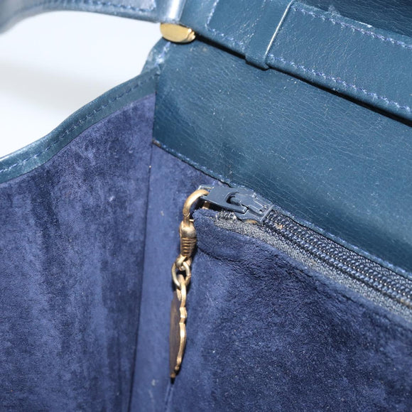 GUCCI Shoulder Bag Leather Navy Gold 406 004 2008 Auth am10743