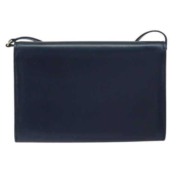 GUCCI Shoulder Bag Leather Navy Gold 406 004 2008 Auth am10743