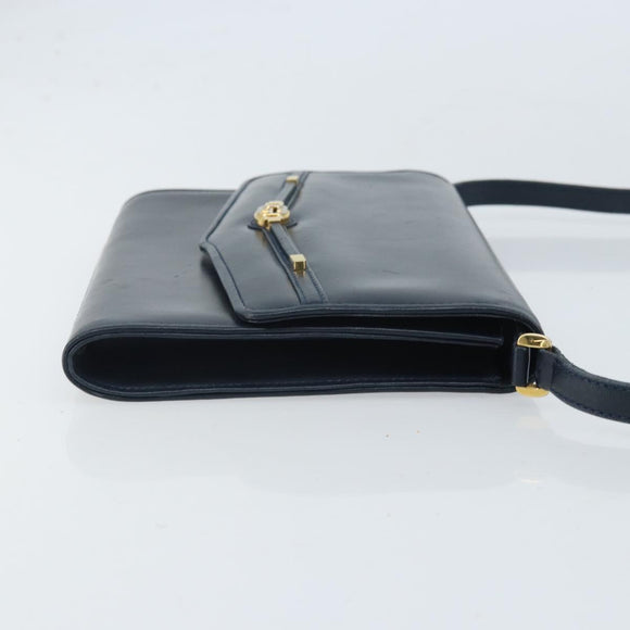 GUCCI Shoulder Bag Leather Navy Gold 406 004 2008 Auth am10743