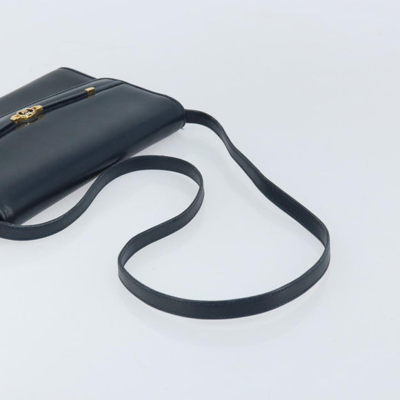 GUCCI Shoulder Bag Leather Navy Gold 406 004 2008 Auth am10743