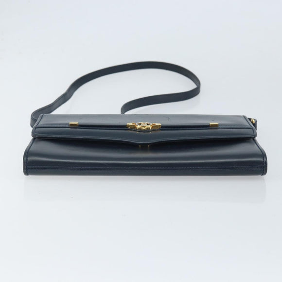 GUCCI Shoulder Bag Leather Navy Gold 406 004 2008 Auth am10743