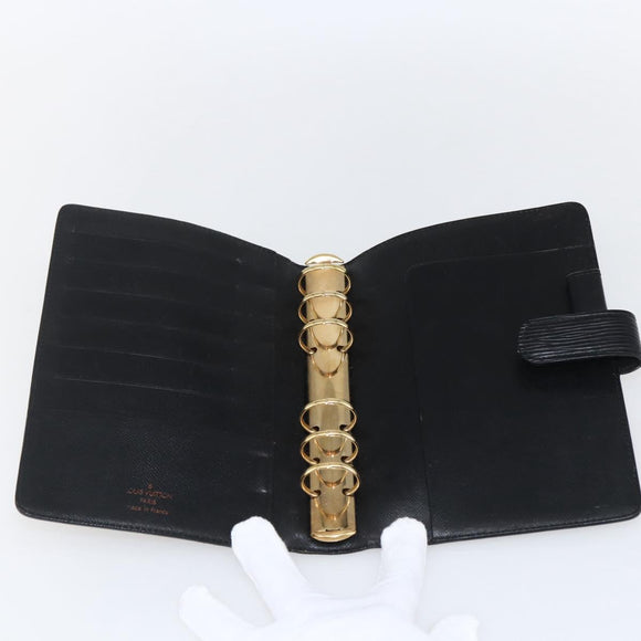 LOUIS VUITTON Epi Agenda MM Day Planner Cover Black R20042 LV Auth am10744