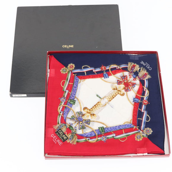 CELINE Handkerchief Cotton 2 Set Navy Red Auth am10748V