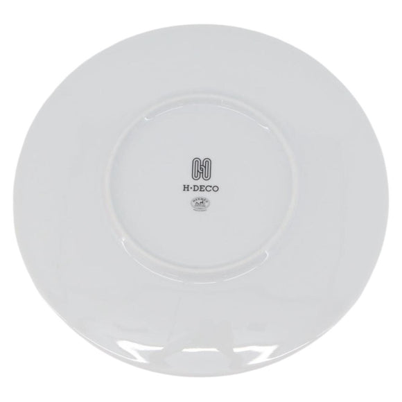 HERMES H DECO Plate Pottery White Black Auth am10749SAV