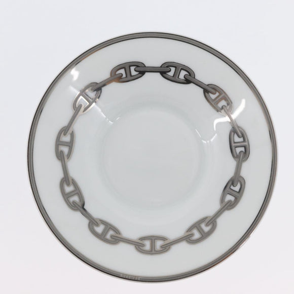 HERMES Schoendunkle Platinum Cup and Saucer Set of 2 Pottery Auth am10750SAV