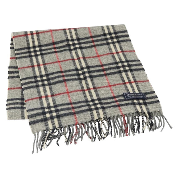 Burberrys Nova Check Scarf Wool Gray Auth am10751