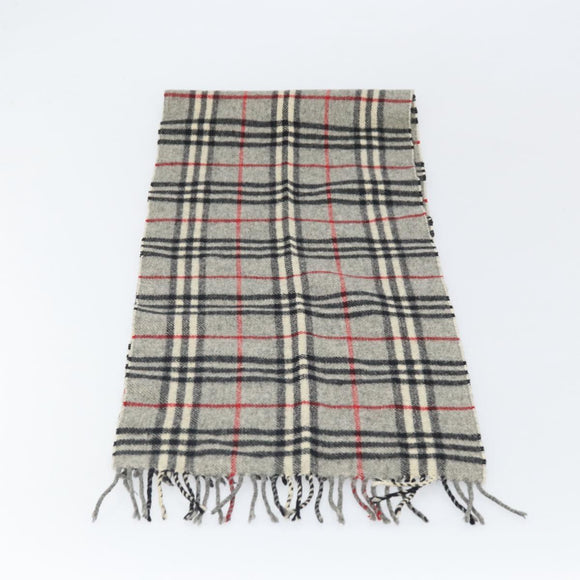 Burberrys Nova Check Scarf Wool Gray Auth am10751